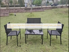 4 PCS Bistro Tisch und Stühle Rattan Outdoor Casual Stühle Seitentisch Balkon