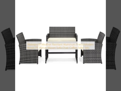 Wasserdicht Wetterbeständig Aluminiumrahmen Modern Braun PE Rattan Gewebter Sofa Stuhl Kaffeetisch