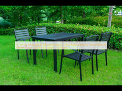 5 Stück ausdehnbar Modern Schwarz China Hersteller Holz Metall Stühle Terrasse Garten Außenmöbel