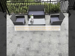 Wetterbeständig 4 Stück Outdoor Rattan Sofa Set/ Wicker Gartenmöbel Kaffeetisch und Rattan Stühle für Pool