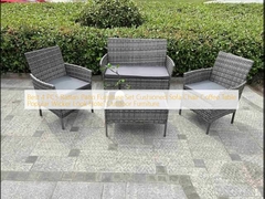 Best 4 PCS Rattan Terrassenmöbel Set Kissen Sofa Stuhl Kaffeetisch Beliebte Wicker Look Hotel Außenmöbel